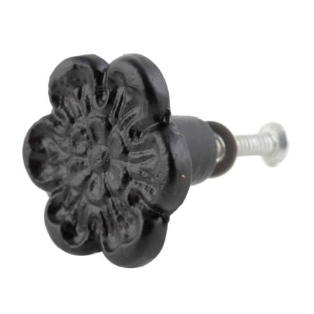 Black Alyssum Flower Iron Cabinet Knob